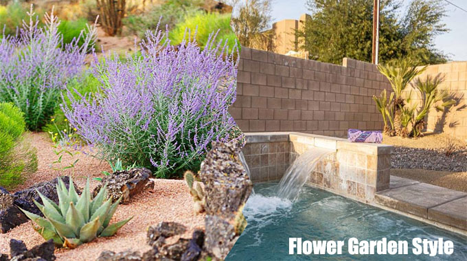 Flower Garden Style Using Desert Plants Rocks and Water Friendly Desert Tips