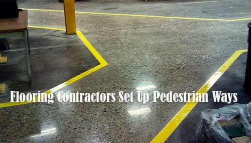 Epoxy Flooring Contractors Set Up Pedestrian Aisles Ways