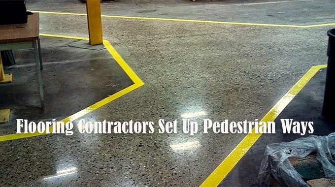 Epoxy Flooring Contractors Set Up Pedestrian Aisles Ways